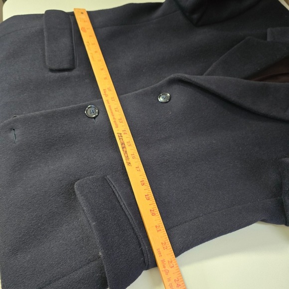 Lanificio Vallombrosa Coat Mens 42R Navy Blue Wool Cashmere Long Preppy - Picture 11 of 15